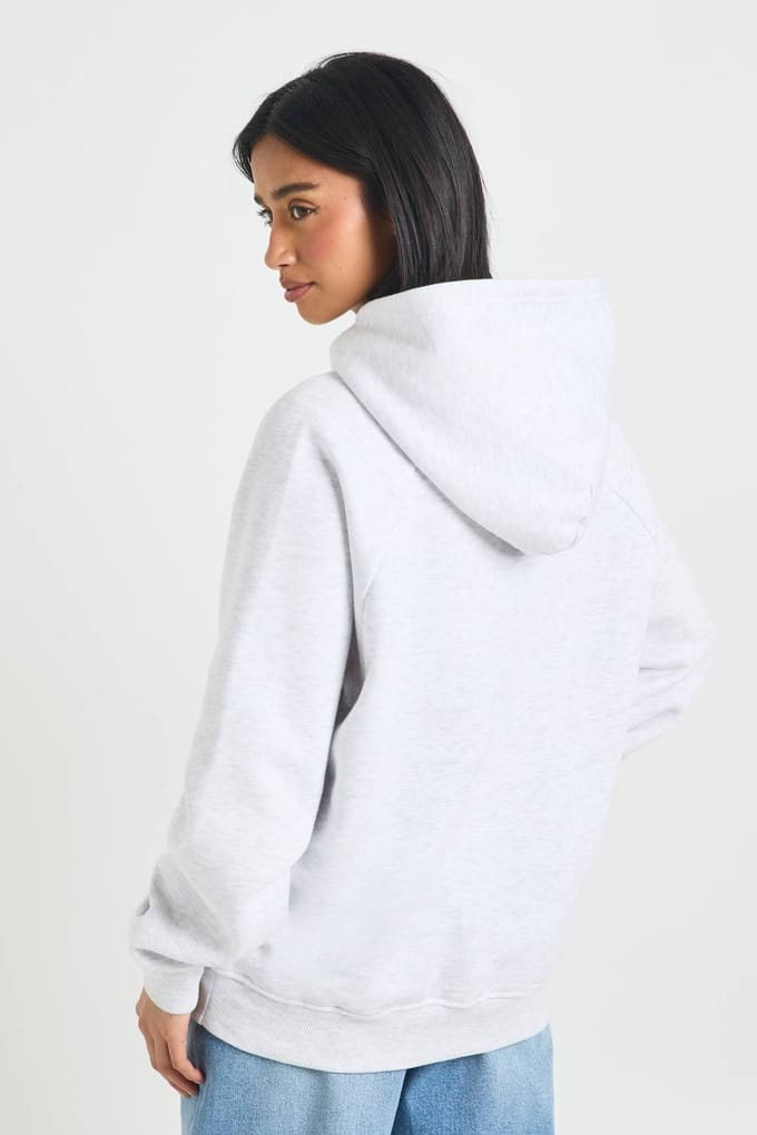 boohoo Dames Petite Raglan Naad Oversized Hoodie | Asgrijs | Maat: Medium