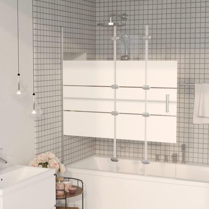 vidaXL - Douchewand - inklapbaar - 120x140 - cm - ESG - wit