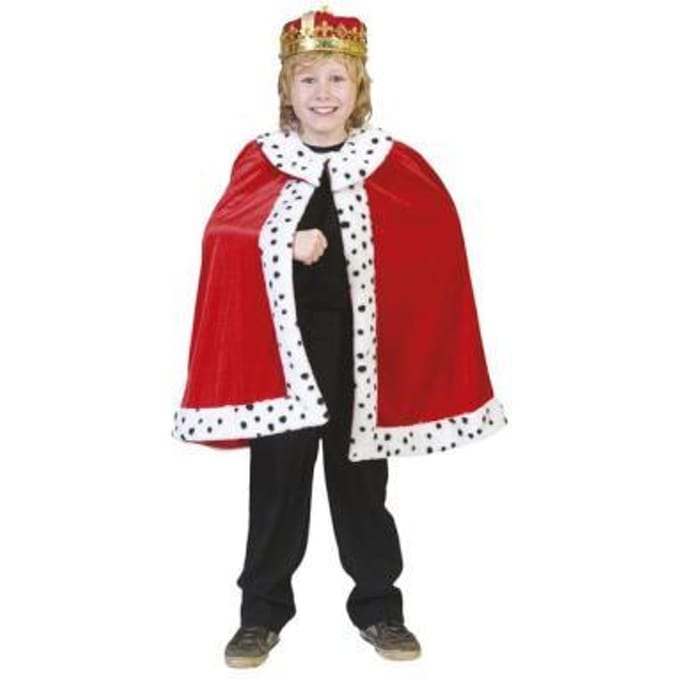 Verkleedpak cape rood Koningsmantel jongen King Arthur 116 - Carnavalskleding