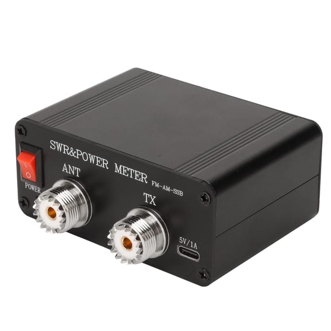 Staande Golfmeter Aluminiumlegering Digitaal Display 1.8‑50MHz FM AM CW SSB Modes Kortegolf Vermogen gray
