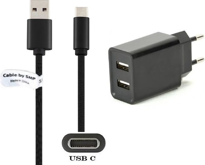 OneOne 2.1A lader met 2 poorten + 1,5m standaard USB C kabel. Oplader adapter past op Canon EOS R6, EOS R10, EOS R50, EOS R6 Mark II, EOS R7, EOS R8, EOS Ra, EOS RP