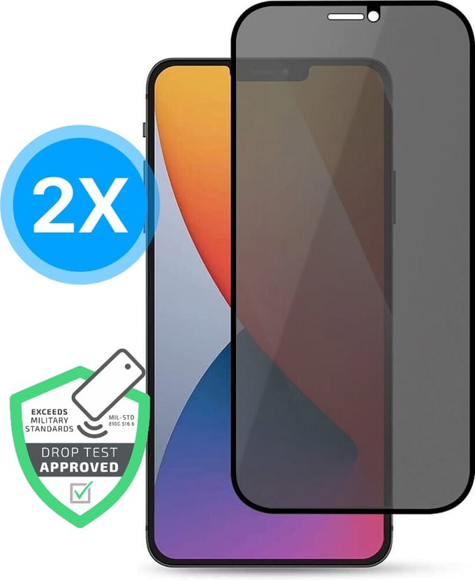 2x Privacy Screenprotector - Geschikt voor 12 Pro Max -Screen Protector - Plakgarantie