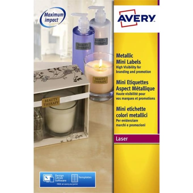 Etiket avery l7680-25 38.1x21.2mm goud 1625 Etiketten