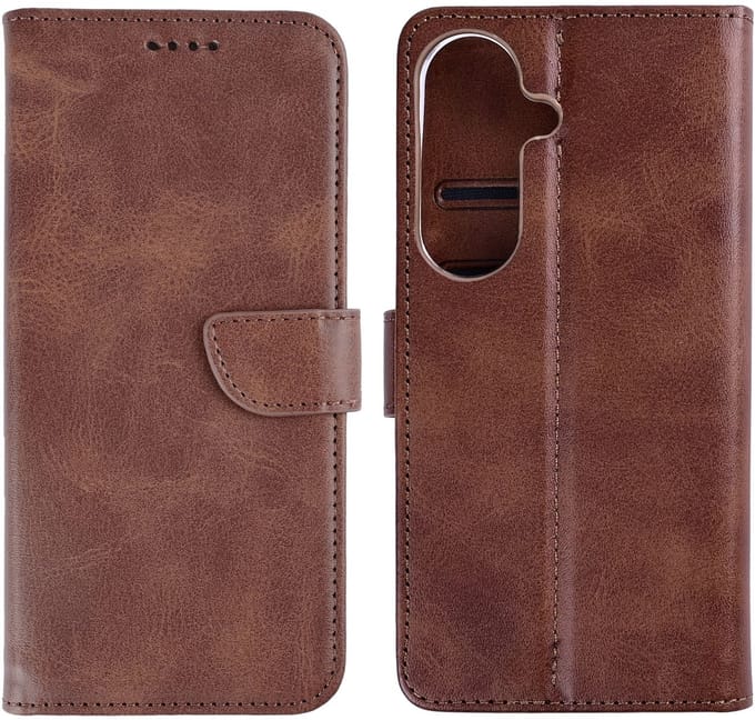 Rixus Bookcase For Samsung Galaxy S26 Brown