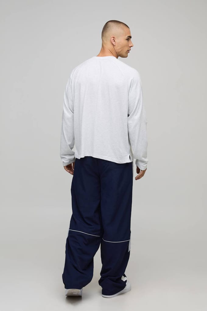 Baggy Elasticated Waist Moto Track Pants | Navy | Size Medium