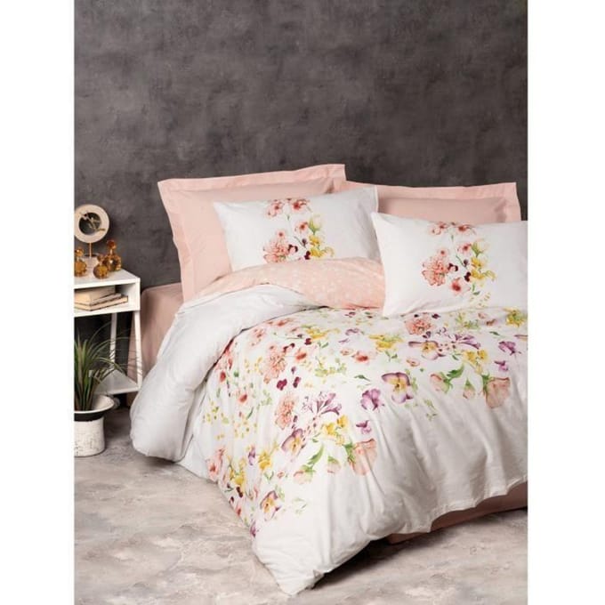 Parure de lit - 1 housse de couette 220 x 240 cm + 2 taies d'oreiller 60 x 60 cm - 100% coton renforcé - Blanc