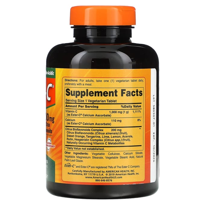 Ester-C met Citrus Bioflavonoïden, 1.000 mg, 180 Vegetarische Tabletten