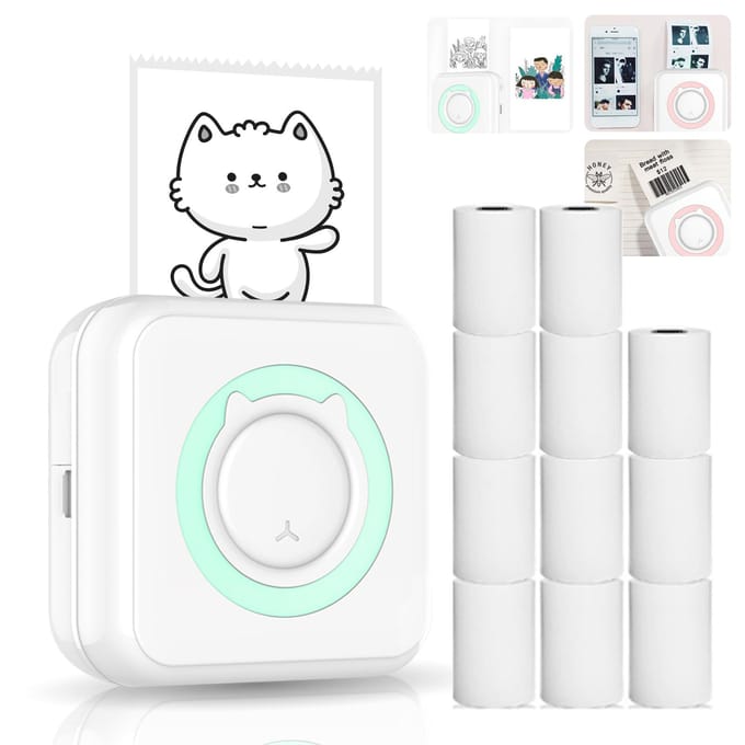 All-in-one Fotoprinter Multifunctionele Draagbare Printer Draadloze Instant Mini Printer Ondersteunt BT blauw