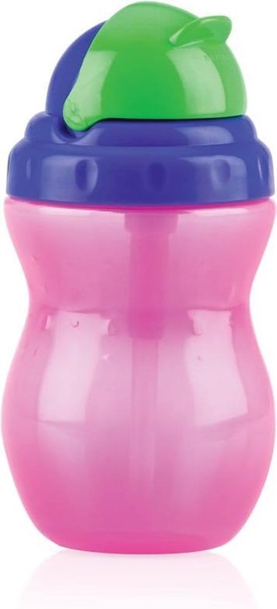 Nuby Flip-It Antilekbeker met Rietje 300 ml Roze 12+