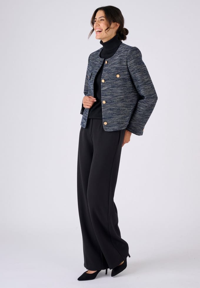 Damart - Tweed jasje - Dames - Blauw - 52