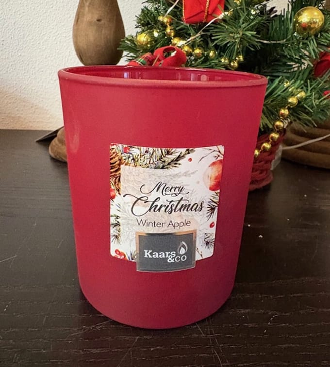 Geurkaars in glas kerst winter apple