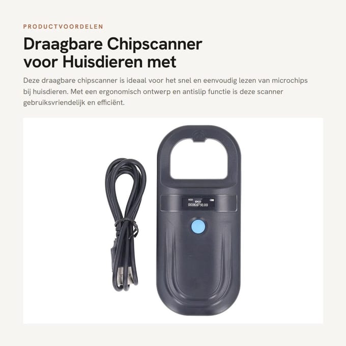 Dailygoods - Draagbare Chipscanner voor Huisdieren met Gegevensopslag