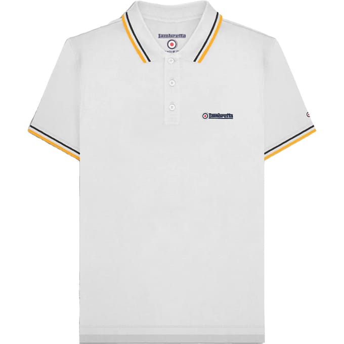 Lambretta Heren SS25 Twin Tip Poloshirt (Wit, Zwart)