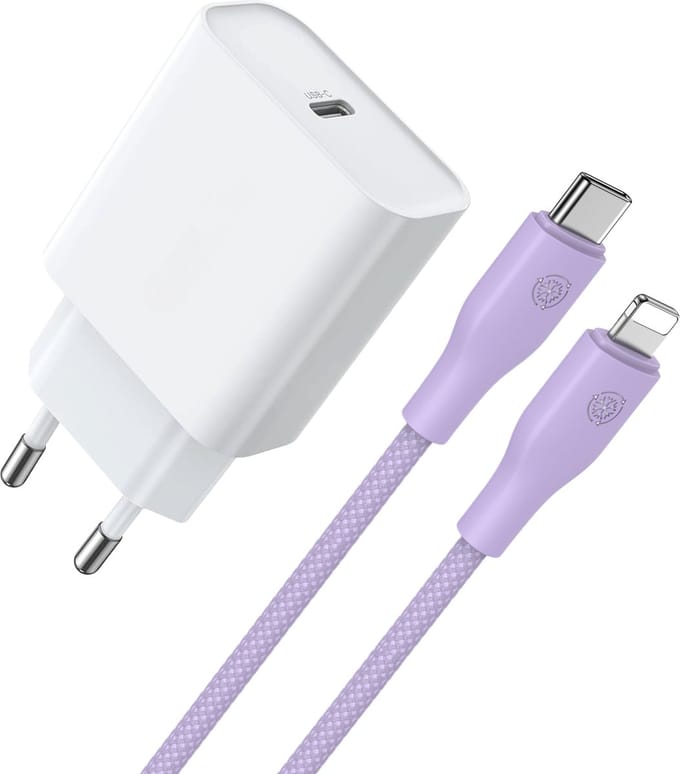 Usb C Adapter + 1 Meter usb-C Kabel - Geschikt voor iPhone - Usb C Oplader - Geschikt voor Lightning naar usb-C Oplaadkabel - Snellader