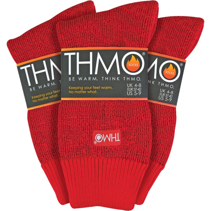 THMO - Set van 3 wintersokken voor dames met comfortbovenkant - Rood