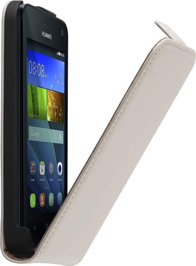 Wit premium leder flipcase Huawei Y360 hoesje
