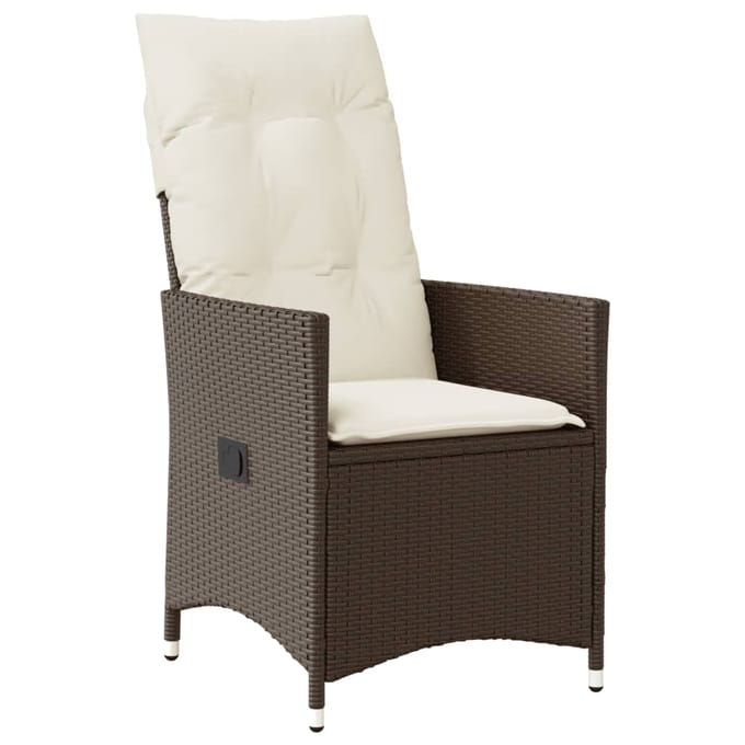 vidaXL - Tuinstoelen - 2 - st - verstelbaar - met - kussens - poly - rattan - bruin