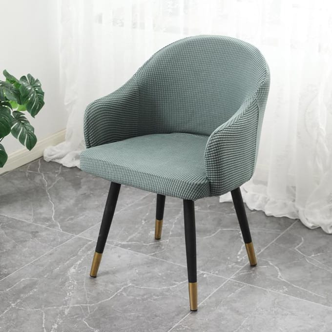 Housse de chaise moderne simple incurvée avec accoudoirs complets élastique pour table à manger dossier entièrement enveloppé housse de tabouret intégrée housse de chaise 36CM gray