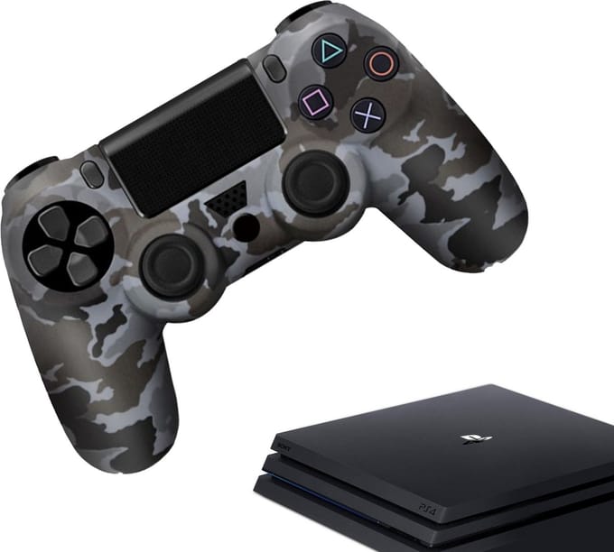 Gadgetpoint - Hoesjes & Skins voor PS4, PlayStation 4 - Performance Gaming Case - Soft Grip Covers - Anti-Slip Controller Accessoires - Camo Grijs