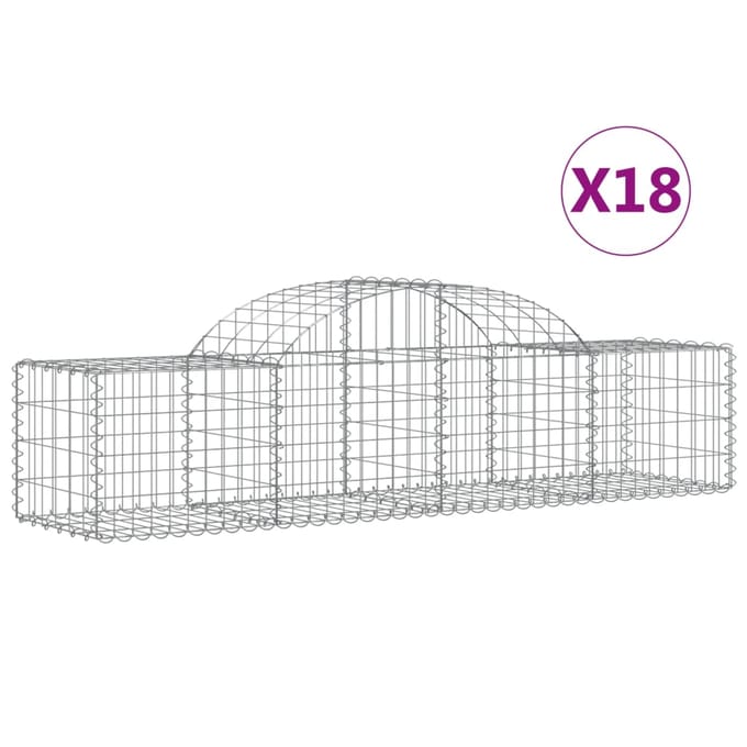 vidaXL - Schanskorven - 18 - st - gewelfd - 200x50x40/60 - cm - gegalvaniseerd - ijzer