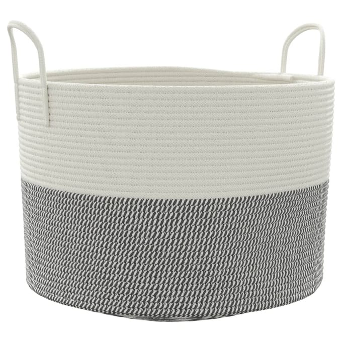vidaXL - Opbergmand - Ø - 51x33 - cm - katoen - grijs - en - wit