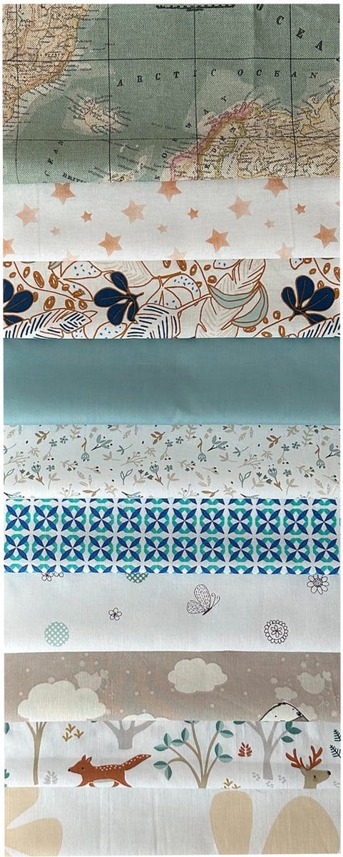 BINK Bedding - 10 lapjes - Quilt Patchwork - Stoffenlapjes 25x25 cm BREEZE – Set van 10 prints – 100% Katoen – Patchwork, Quilten, Handwerk & DIY