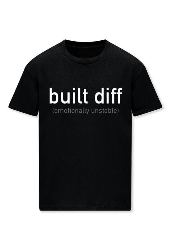 Goodie Two Sleeves - Fun T-shirt - Built diff (emotionally unstable) - M tot 3XL - voor Mannen - zwart