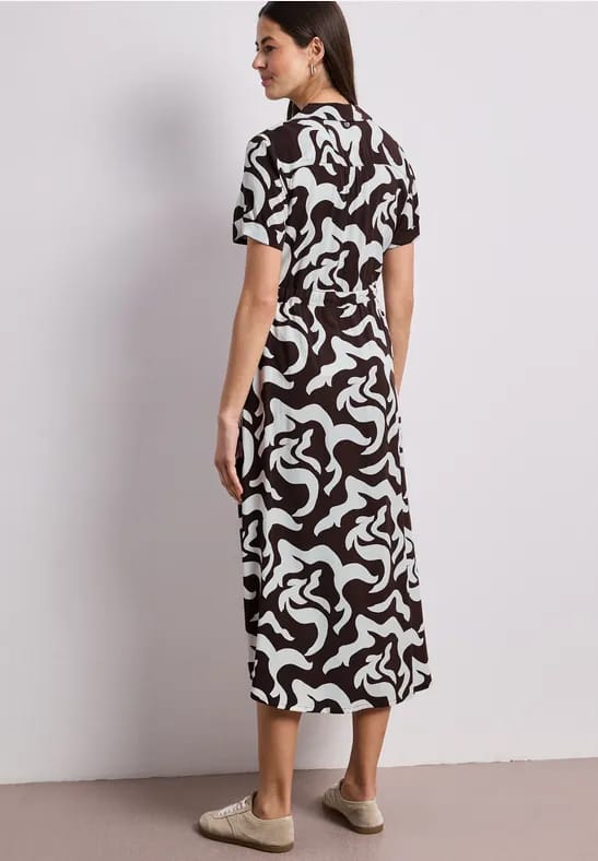 Maxi-jurk met overhemdkraag en print
