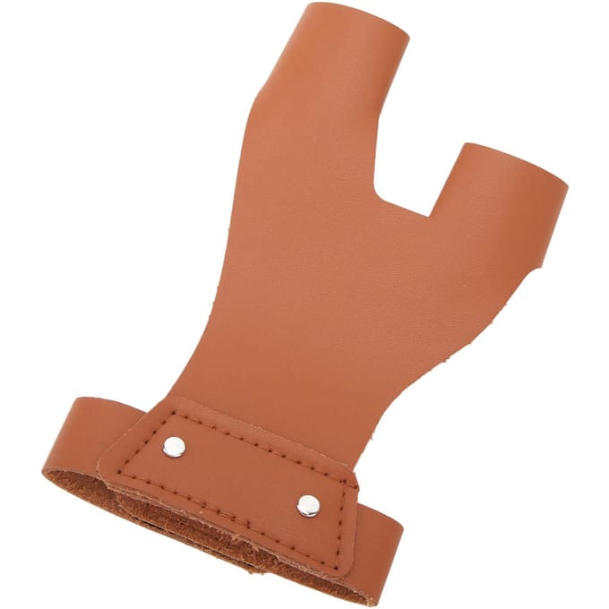Boogschieten Handschoen Bruin Handbeschermer PU Leer 2 Vinger Beschermer Linker Hand Beschermende Guard