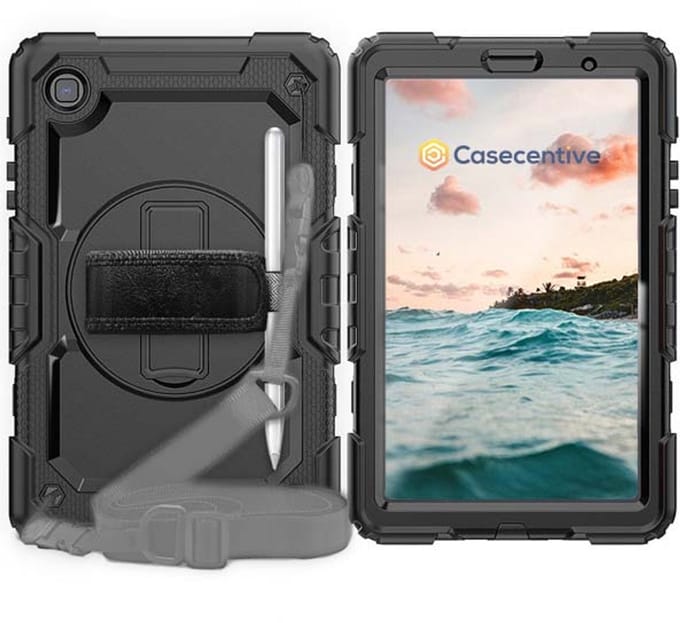 Casecentive Handstrap Pro Hardcase met handvat Galaxy Tab A8 2022 zwart