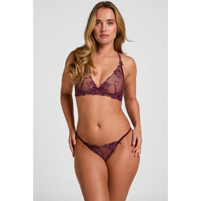 Hunkemöller Hoog uitgesneden string Peonie Paars