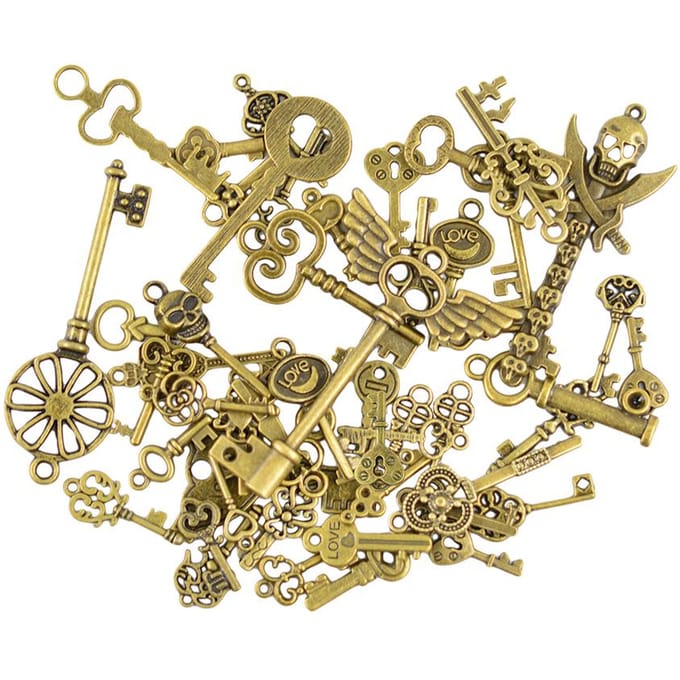Pendentif clé mixte, résultats de bricolage, breloques antiques en Bronze à la mode, 50 pièces bronze