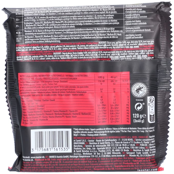 Isostar High Energy Sport Bar Antioxidant Raisin & Cranberry 3-Pack 3x40 Reep