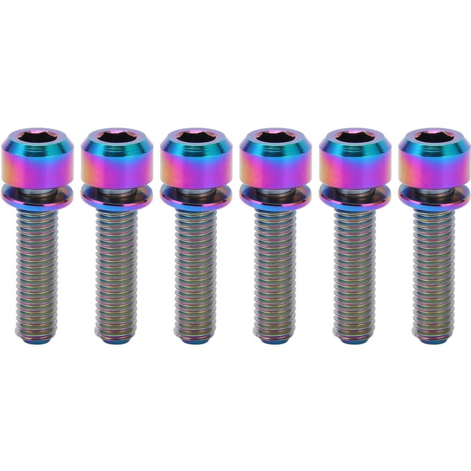 Kit de 6 Boulons de Potence de Vélo RISK Vis de Potence en Titane Pièces de Rechange M5 20mm Colorées blue