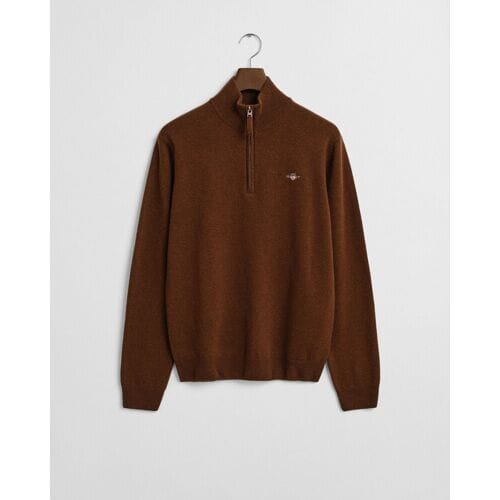 Gant Trui Superfijne Lamswol Half-Zip Mahogany Brown / male