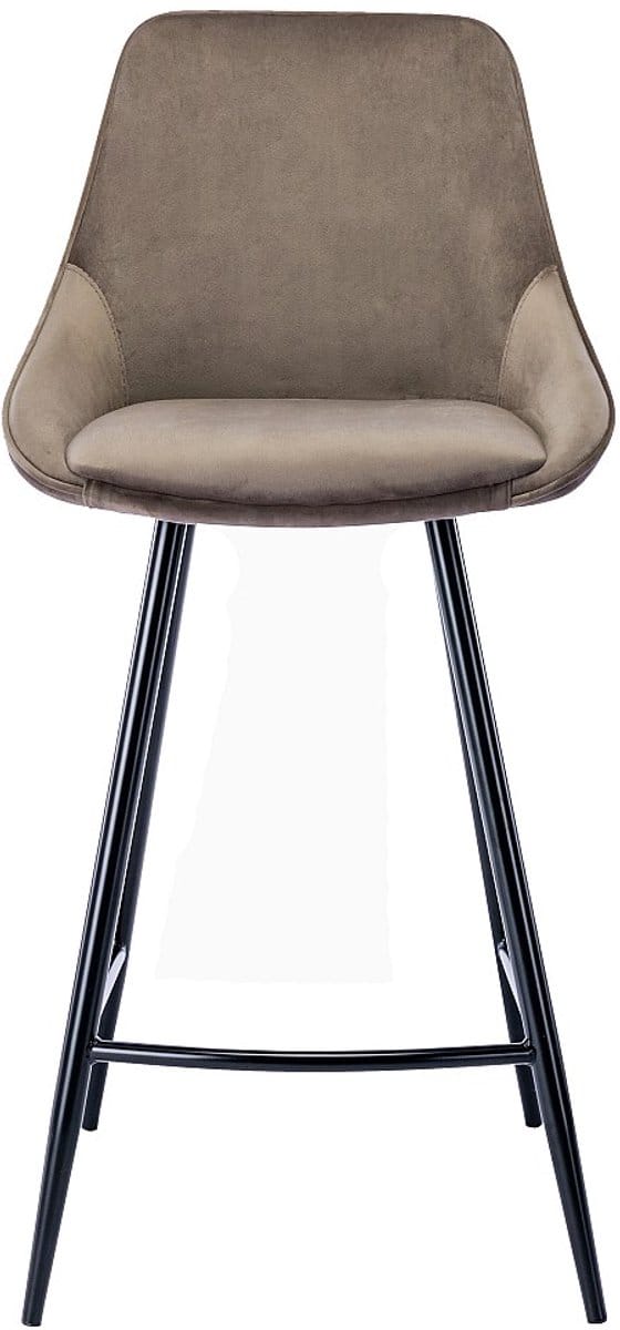 Vente-unique Set van 2 barkrukken MASURIE - Fluweel - Taupe