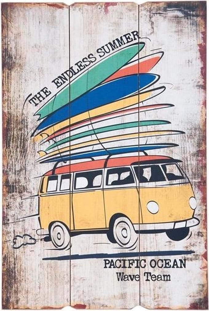 Schilderij - Tekstbord The endless summer - 30 x 2 x 60 cm - Hout - Multi