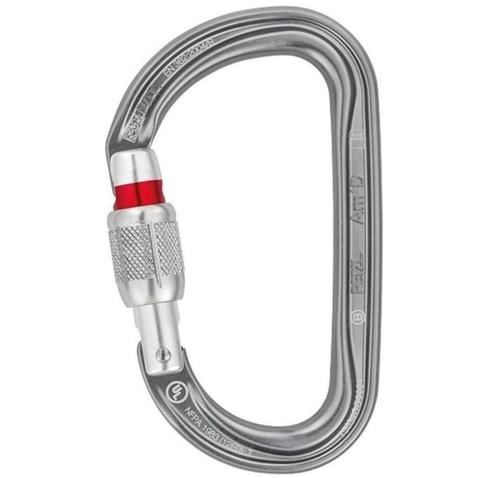 Petzl Am'D Screw Lock Asymmetrische schroefkarabiner zilver