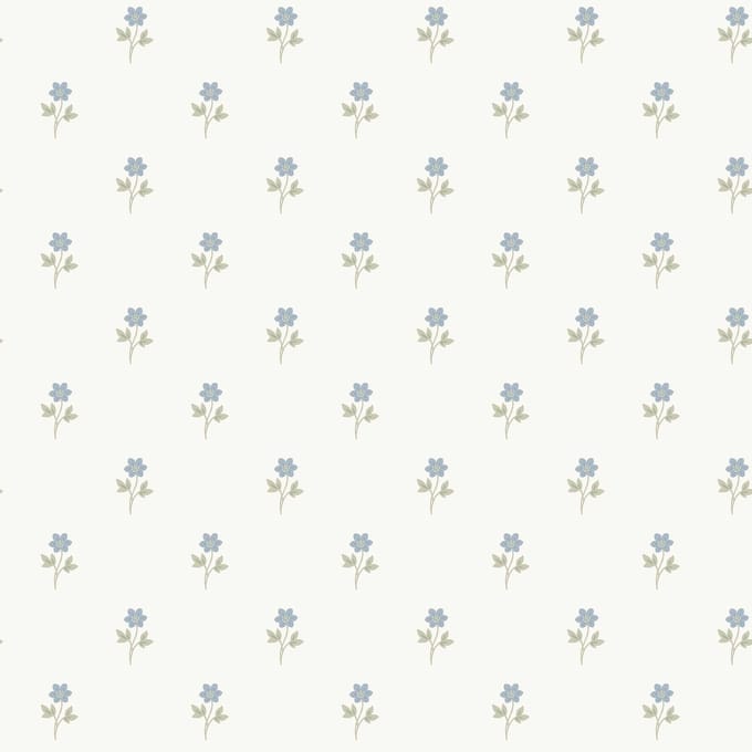 Boråstapeter Vliesbehang 6974 - Österlen - Bloemen Blauw - 53cm x 10.05m