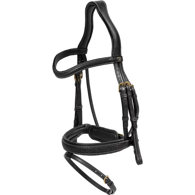 Dy'on - Gewoven Hoofdstel gecombineerde neusriem en pull back Zwart Cob D Collection