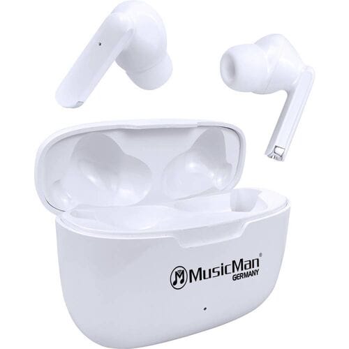 Music Man BT-X63 In Ear headset Bluetooth Stereo Wit Headset, Oplaadbox, Touchbesturing Telefoon