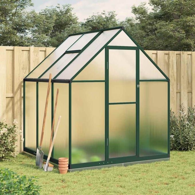 vidaXL - Tuinkas - met - basisframe - 169x169x202 - cm - aluminium - groen