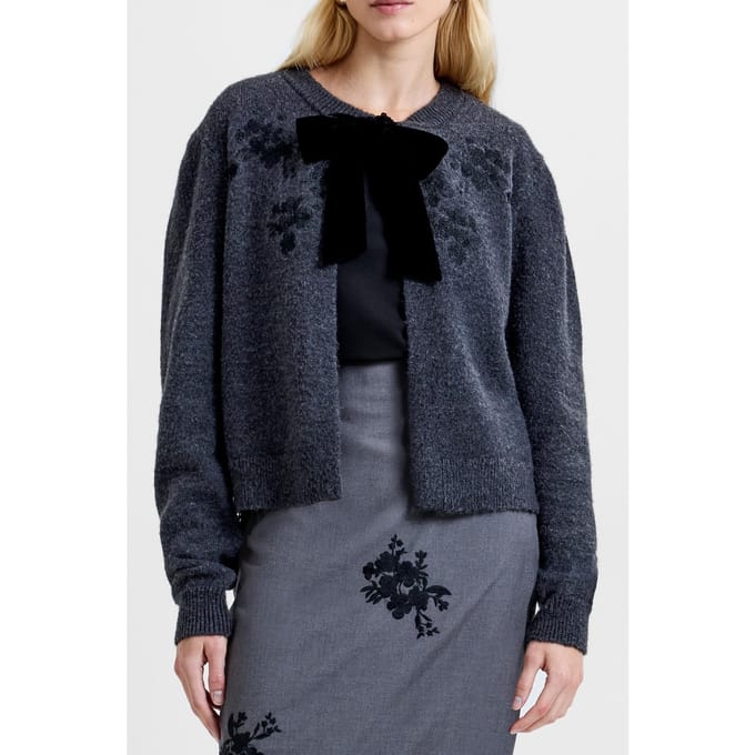 French Connection Irma Front Bow Cardigan Charcoal Grey Black Taglia: S | Giacche corte Outlet | Donna | Nero
