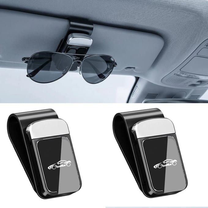 Dailygoods - 2 x Universele Brillenhouder voor de Auto - Zwart