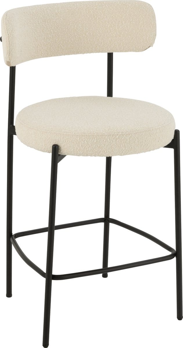 J-Line barstoel Bouclé - multiplex/polyester - wit/zwart