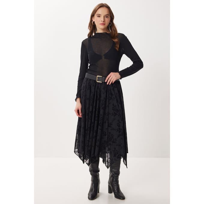 Hoge Taille Bloemen Midi A-Lijn Rok
