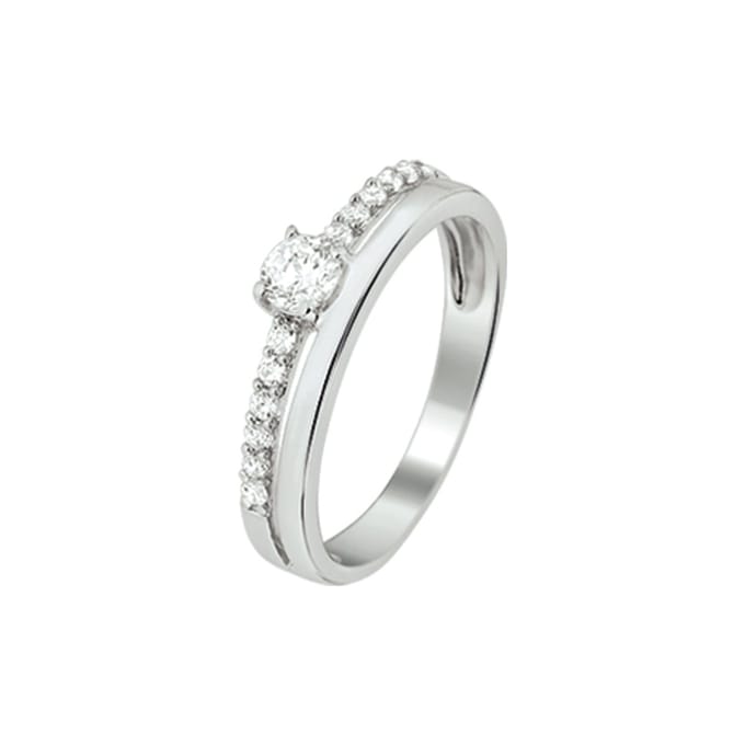 Zilver Gerhodineerde Ring zirkonia 1325198 16.00 mm (50)