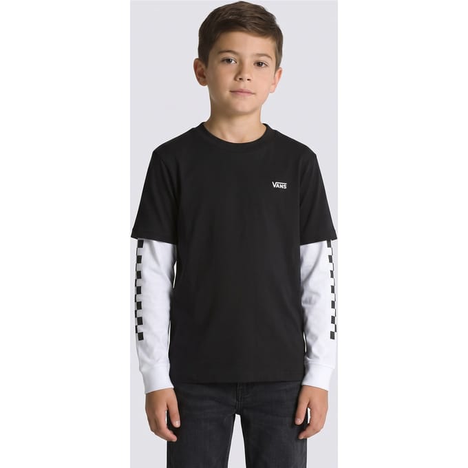Vans Boys Long Check Twofer T-shirt Black Größe: L | Hemden Outlet | kids | Schwarz