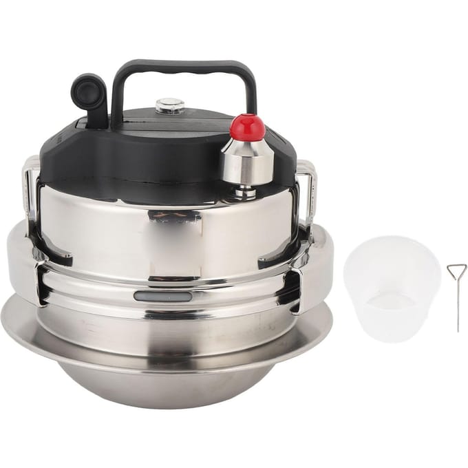 Kleine Snelkookpan 304 Roestvrij Staal Kookplaat Snelkookpan Kookgerei Pot met Draagbaar Deksel 0.8L black