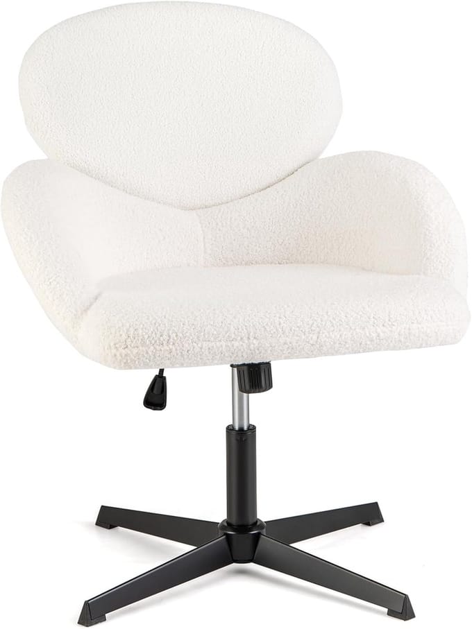 Verstelbare Bureaustoel - Draaistoel Comfort - Thuiswerk Flexibel - Extra Grote Zitting - 72x84cm - Wit